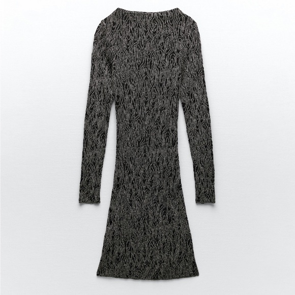 ZARA LONG SLEEVE KNIT DRESS WITH METALLIC THREAD - Picture 5 of 14
